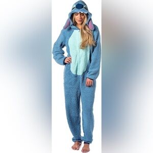 Disney Stitch Adult Blue and White Fleece Onesie